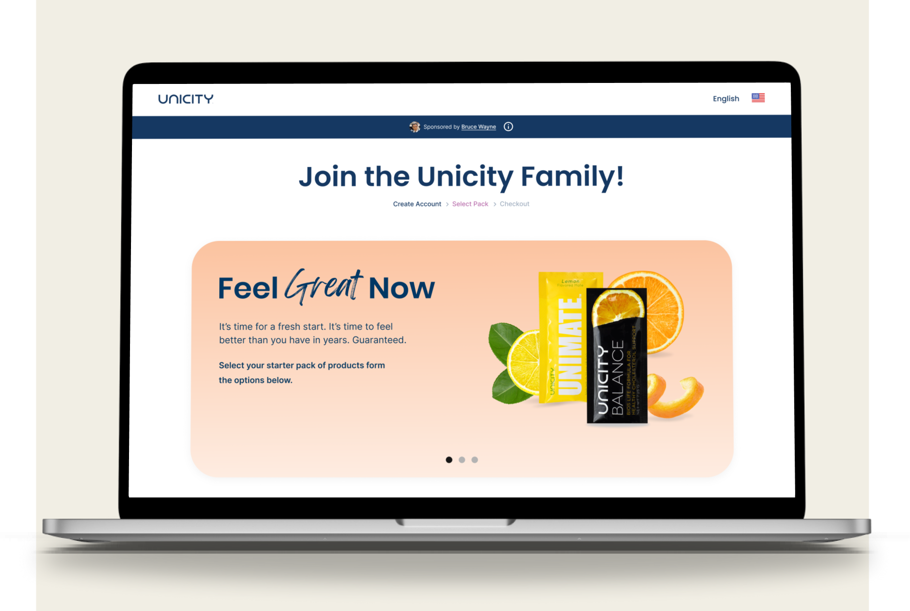 Unicity before — original enrollment screen