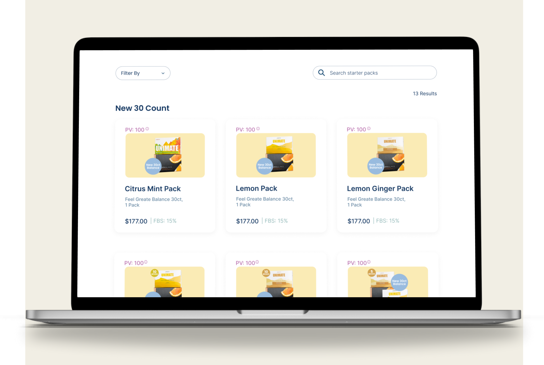 Unicity before — original enrollment screen 2