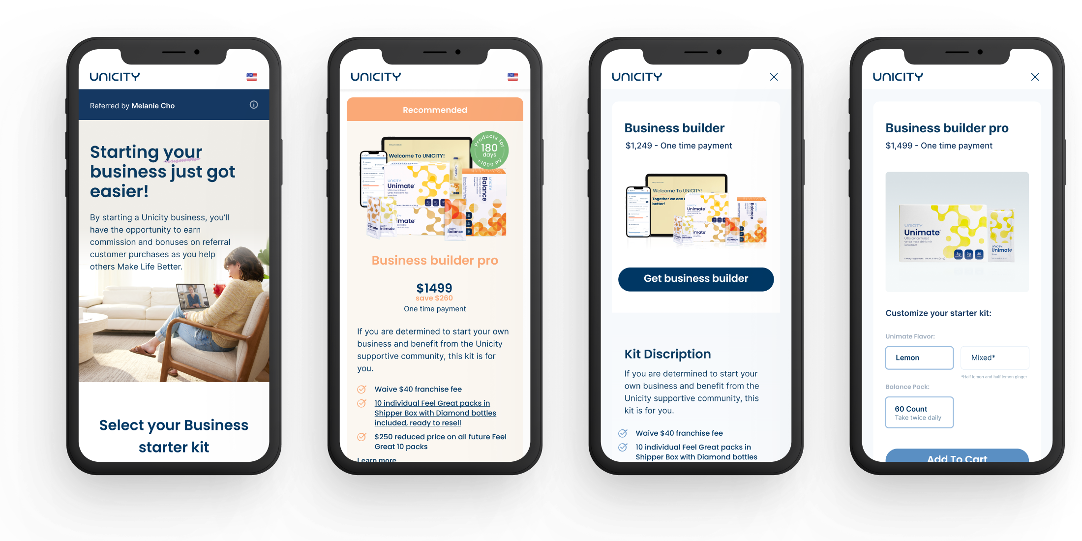 Mobile-first design — four phone mockups