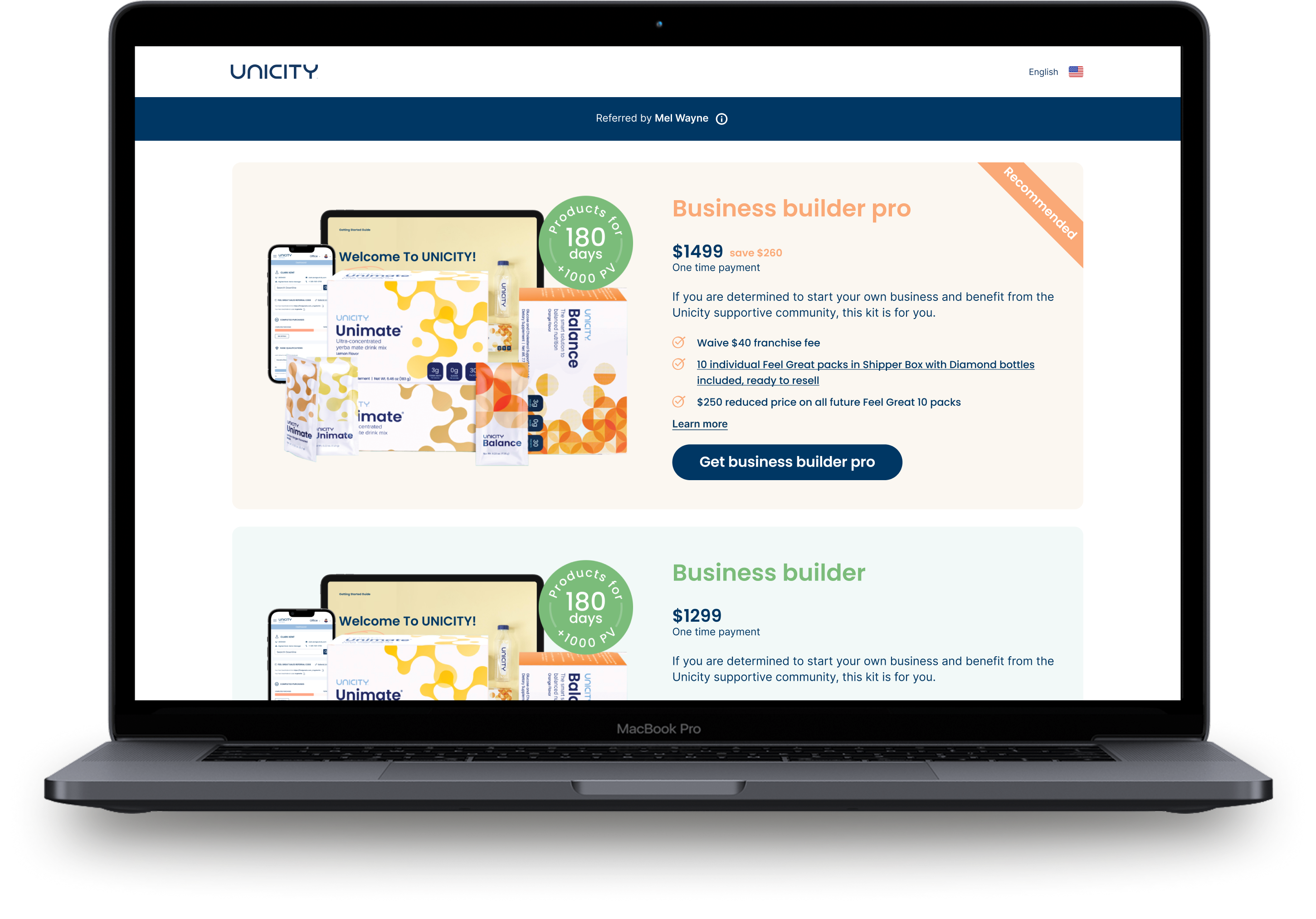 Unicity redesigned enrollment flow